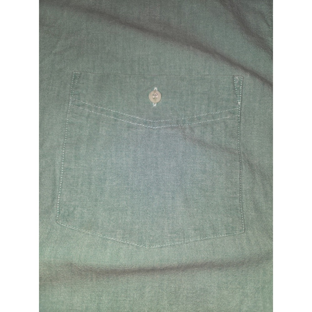 Eddie Bauer Mens XL Short Sleeve Button Down Shirt Green Cotton - Picture 8 of 11